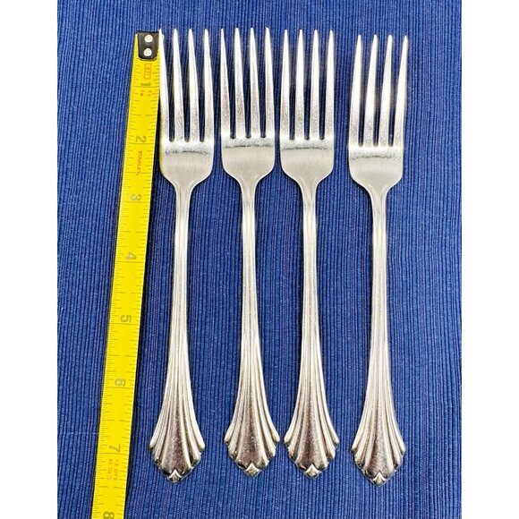 Oneida Bancroft Fortune Dinner Fork 7.5 inch Lot of 4 Stainless Flatware USA - Picture 5 of 5